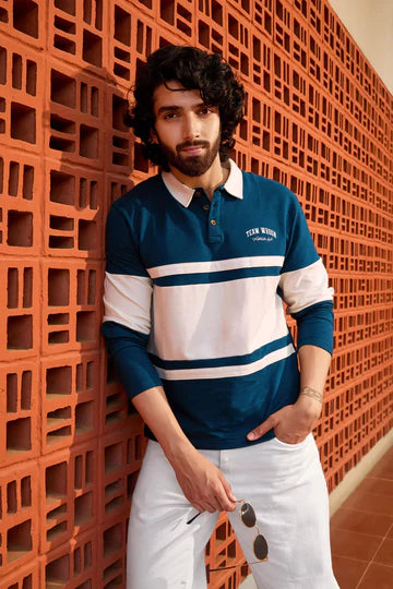 Colour Blocked Varsity Polo T-Shirt