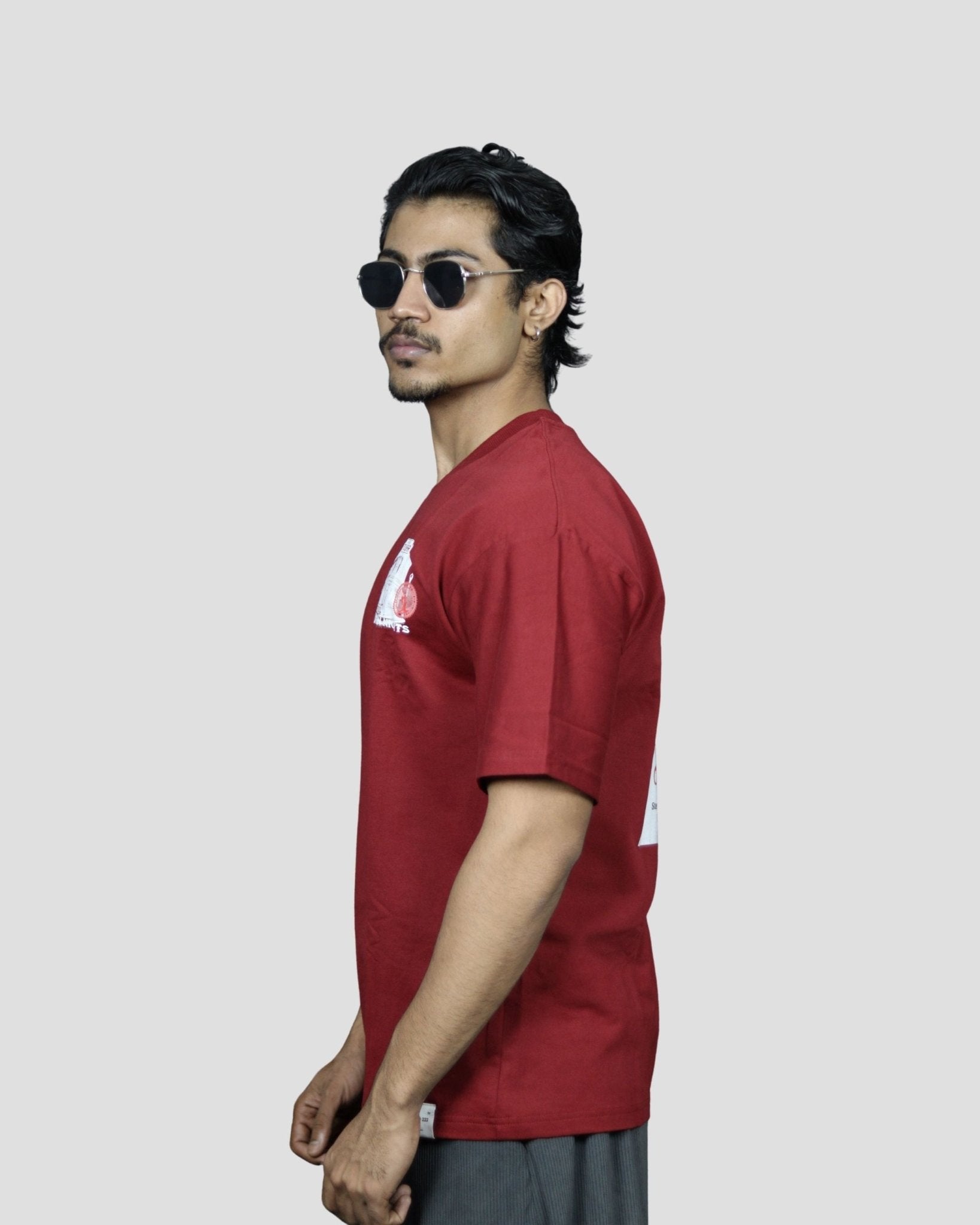 tale Men Burgundy - BOURBON NIGHTS OVERSIZED FIT T - SHIRT - tale 222
