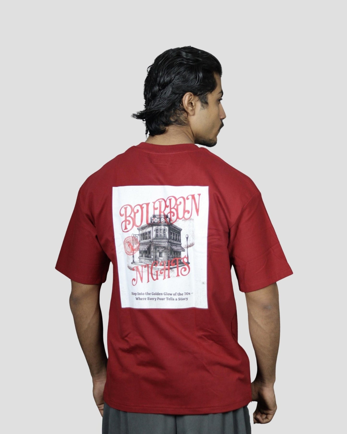 tale Men Burgundy - BOURBON NIGHTS OVERSIZED FIT T - SHIRT - tale 222