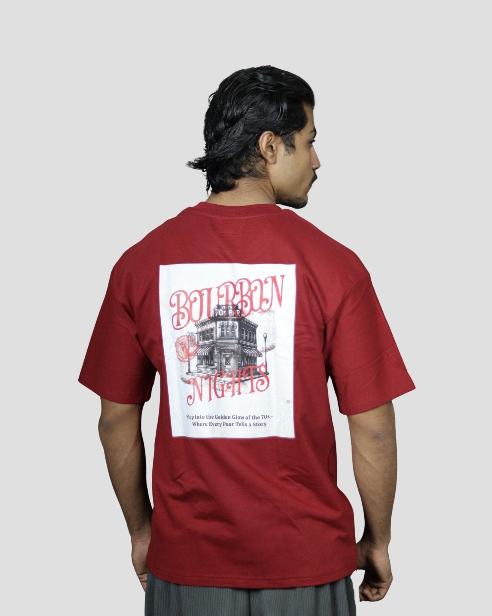 tale Men Burgundy - BOURBON NIGHTS OVERSIZED FIT T - SHIRT - tale 222