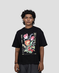 tale Men Black e-the-re-al Printed OVERSIZED T-SHIRT