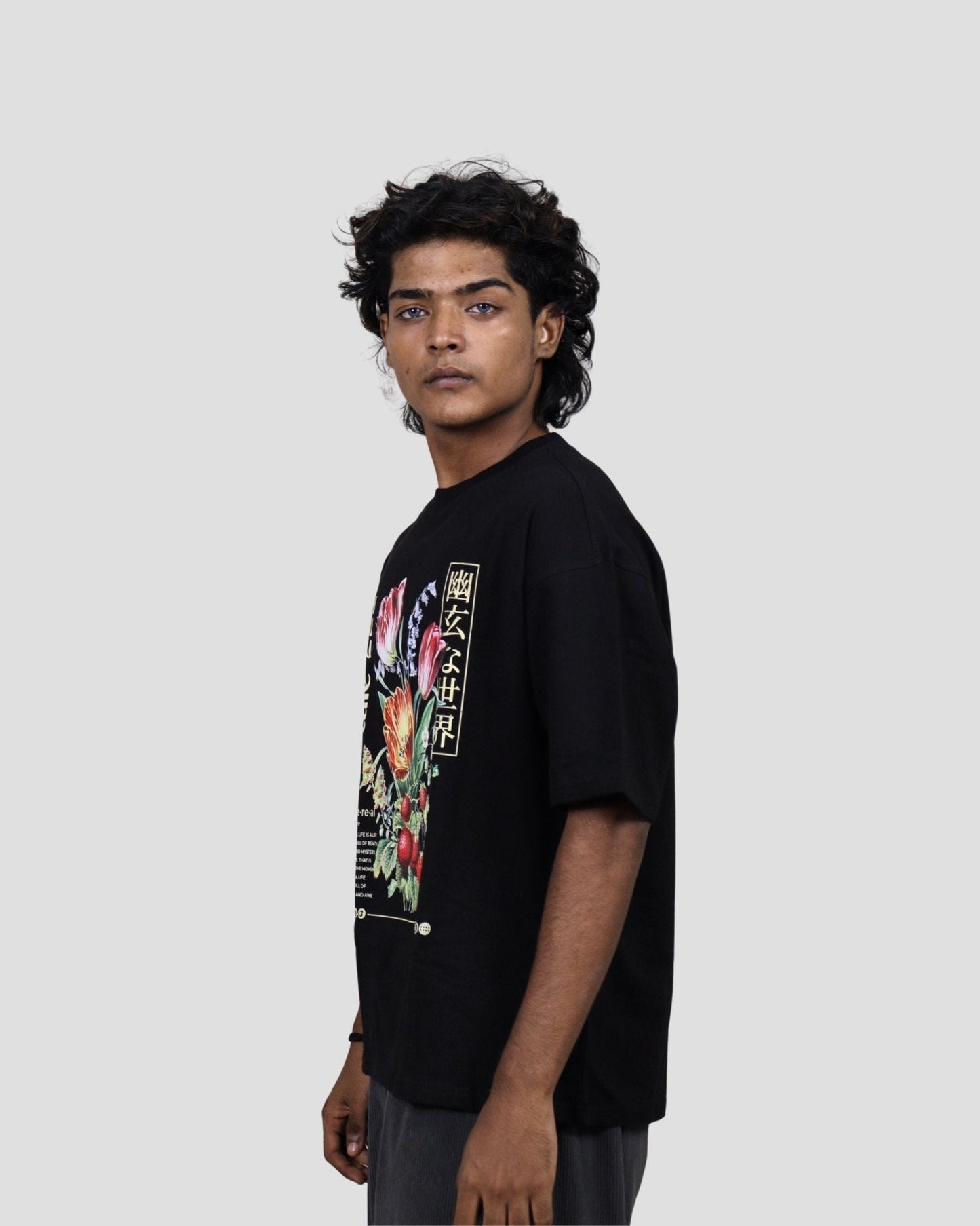 tale Men Black e - the - re - al Printed OVERSIZED T - SHIRT - tale 222