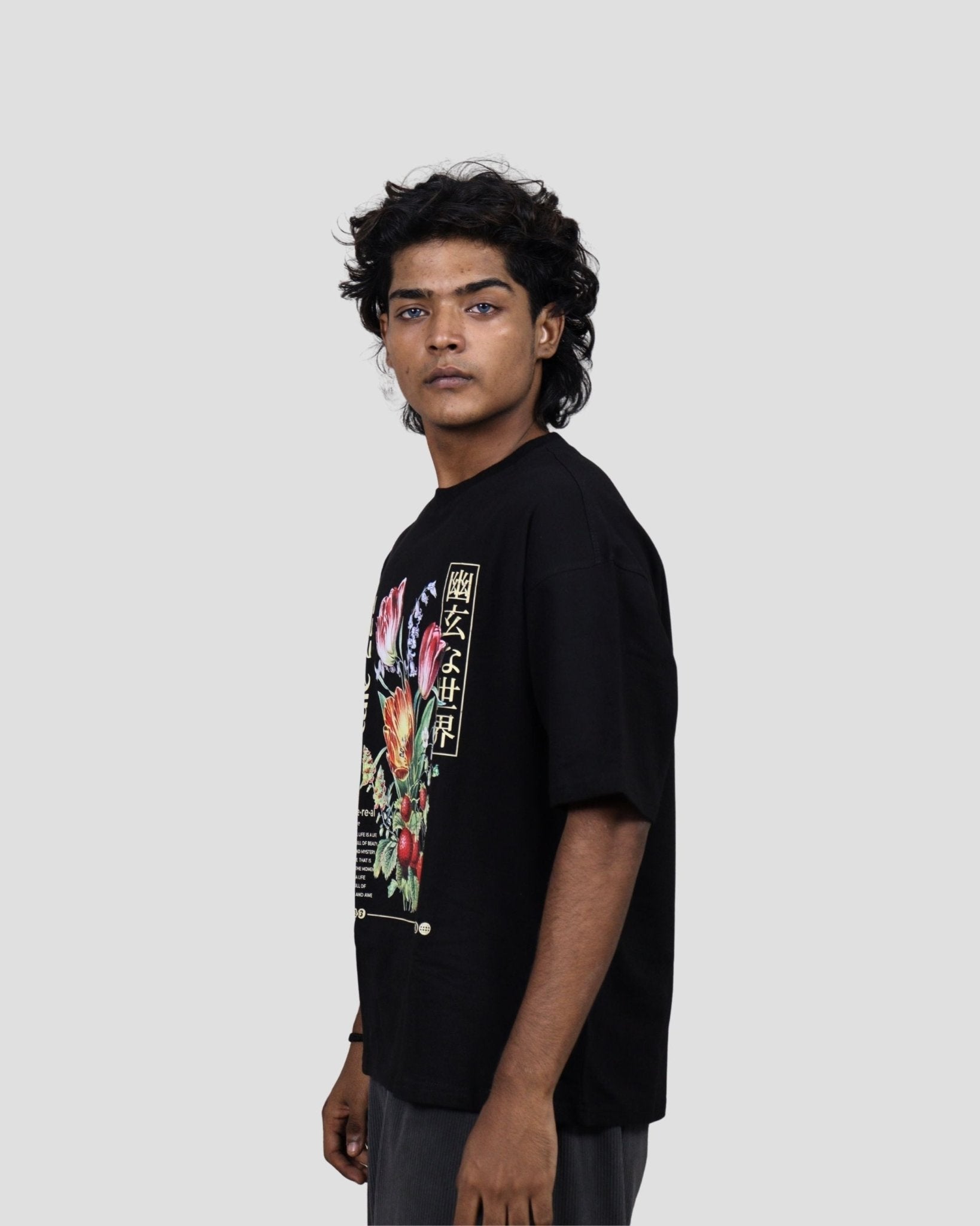 tale Men Black e - the - re - al Printed OVERSIZED T - SHIRT - tale 222