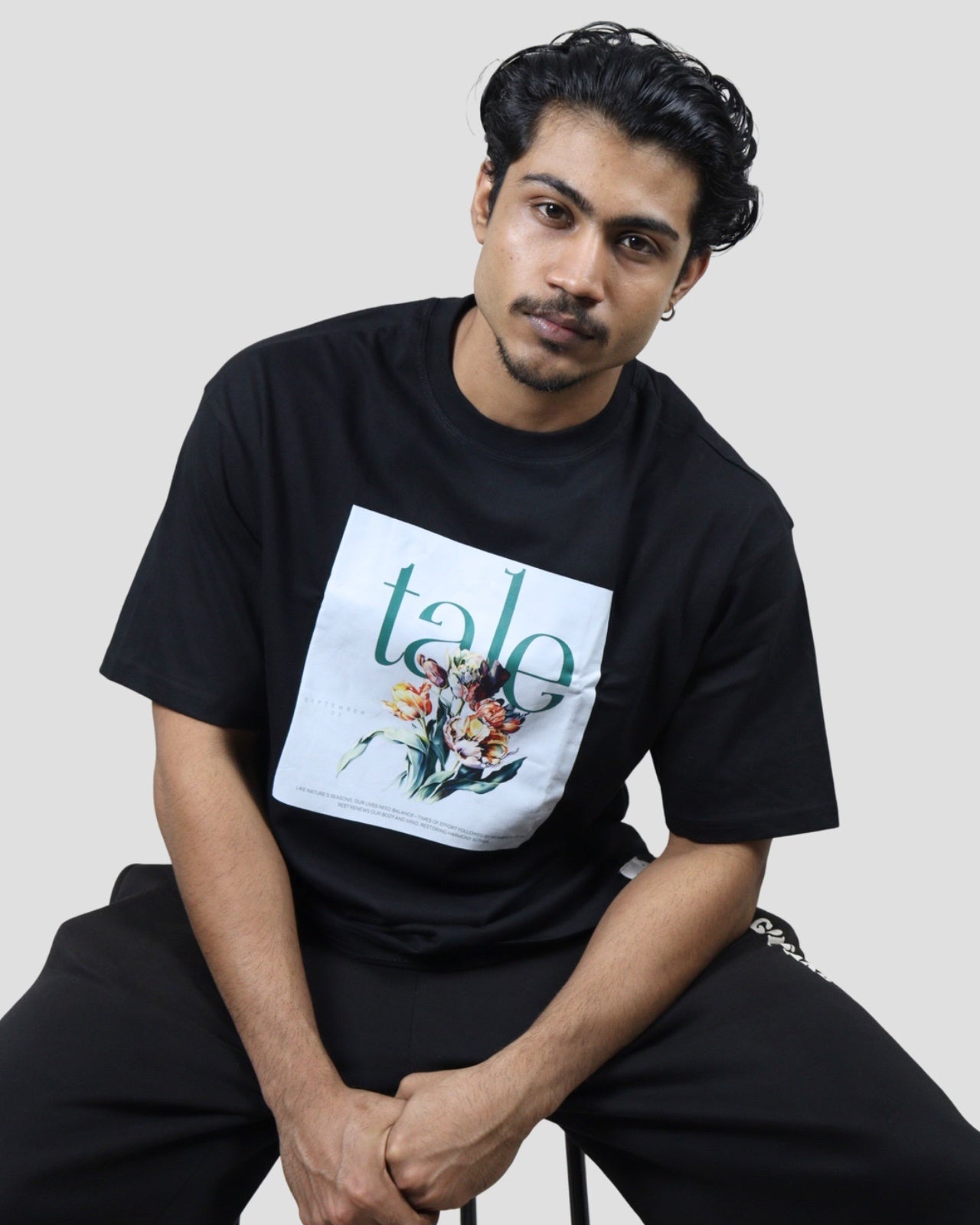 tale Men Black - VERDURE TALE PRINTED RELAXED FIT T - SHIRT - tale 222