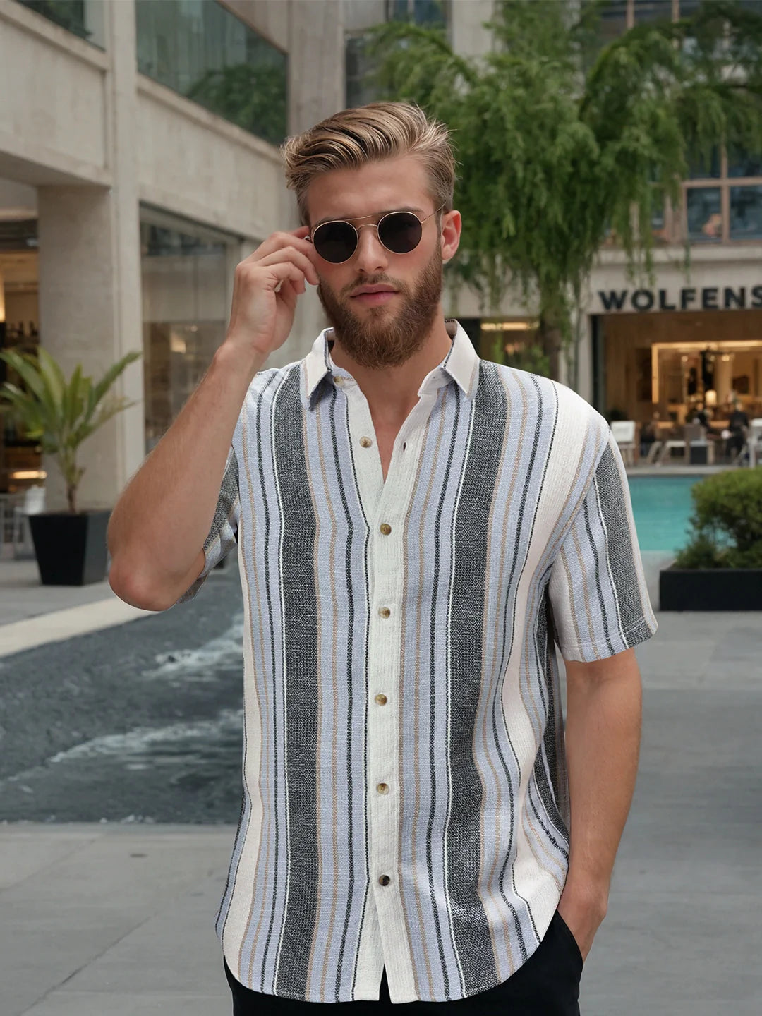 Textured Stripes Comfort Fit Shirt